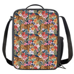 Flower And Tiger Pattern Print Crossbody Lunch Bag