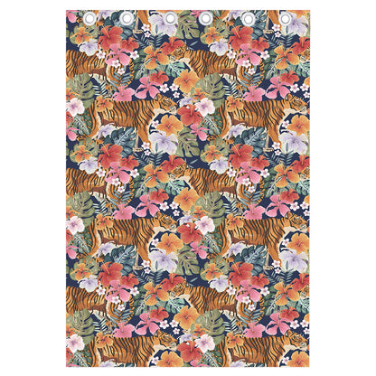 Flower And Tiger Pattern Print Curtain