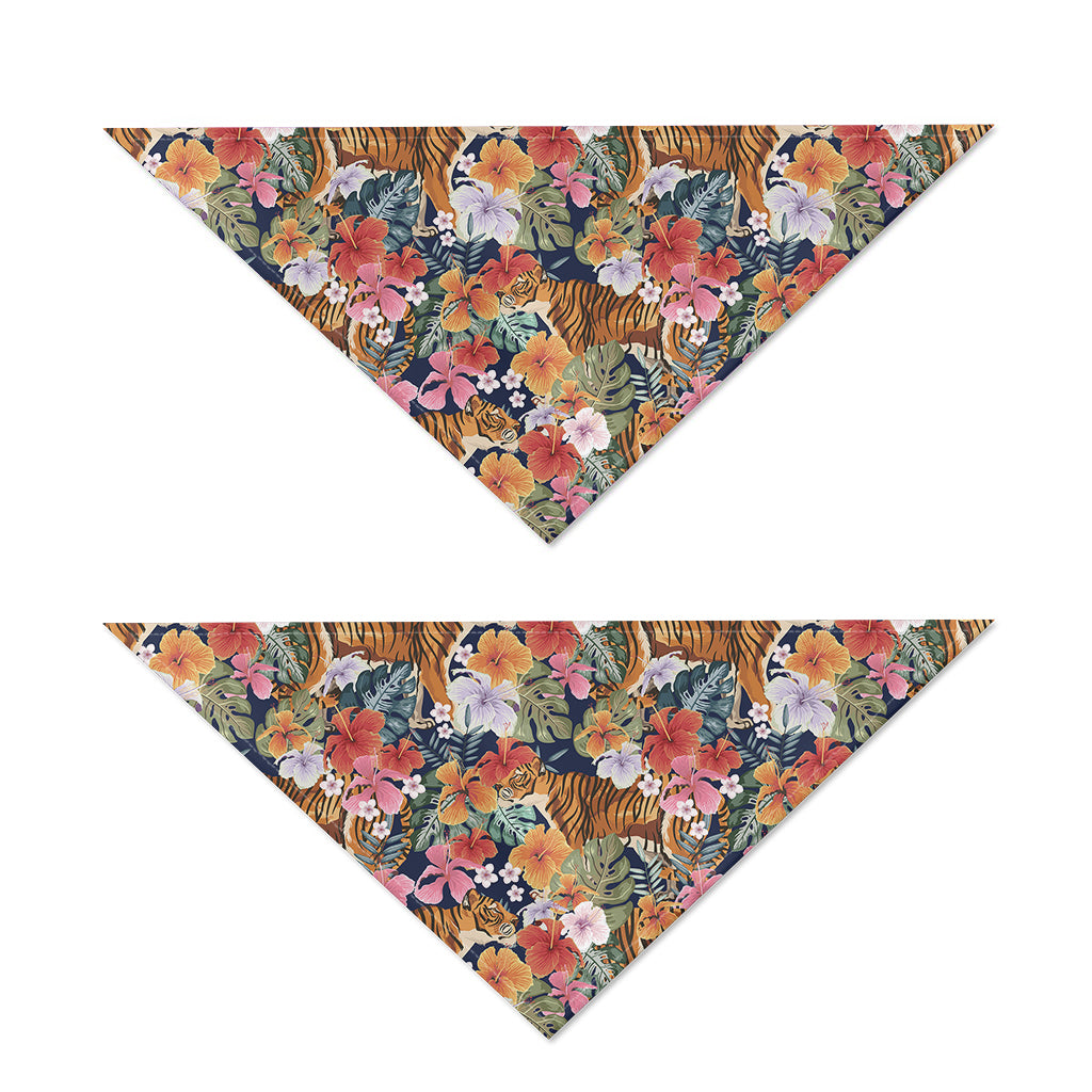 Flower And Tiger Pattern Print Dog Bandana