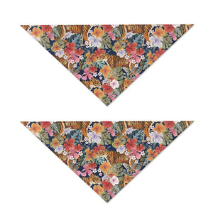 Flower And Tiger Pattern Print Dog Bandana