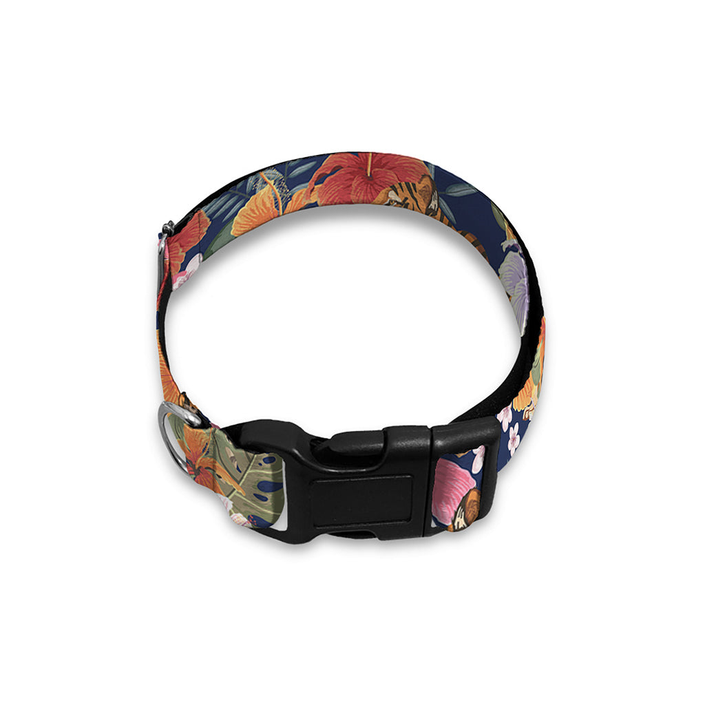 Flower And Tiger Pattern Print Dog Collar