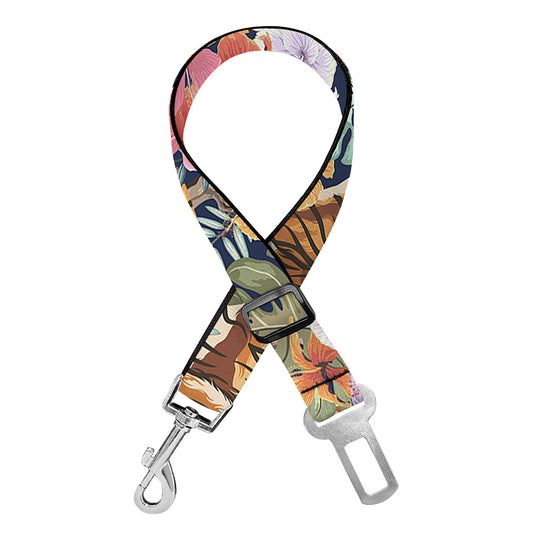 Flower And Tiger Pattern Print Dog Seat Belt