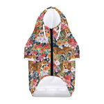 Flower And Tiger Pattern Print Dog Zip Up Hoodie