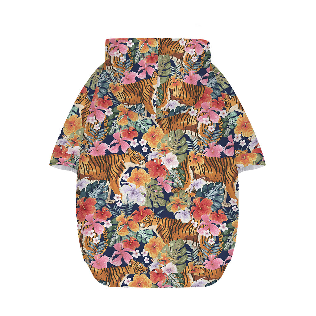 Flower And Tiger Pattern Print Dog Zip Up Hoodie