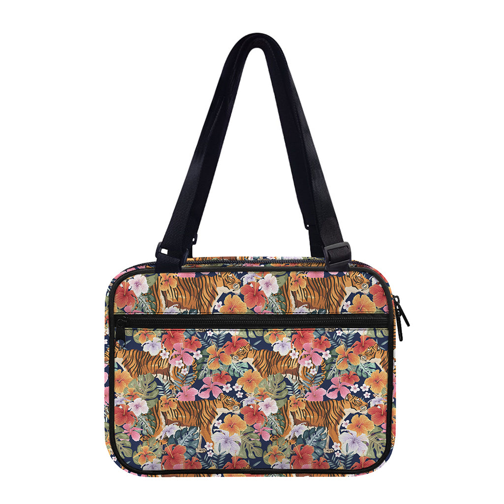 Flower And Tiger Pattern Print Double Strap Bible Bag