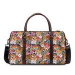 Flower And Tiger Pattern Print Duffle Bag