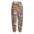 Flower And Tiger Pattern Print Fleece Lined Knit Pants