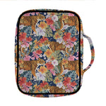 Flower And Tiger Pattern Print Front Pocket Bible Bag