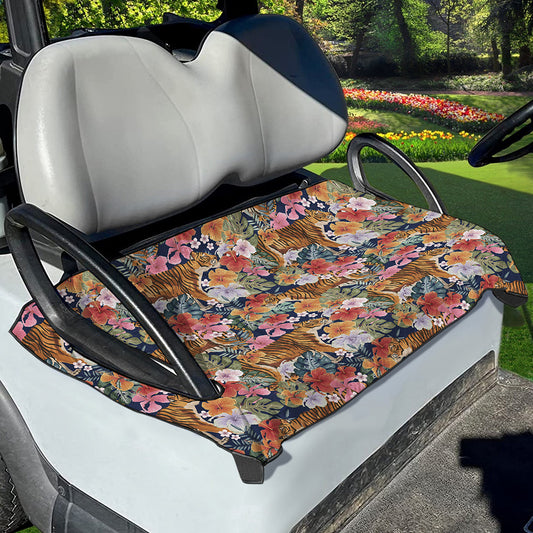 Flower And Tiger Pattern Print Golf Cart Seat Cover