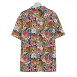 Flower And Tiger Pattern Print Hawaiian Shirt