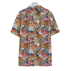 Flower And Tiger Pattern Print Hawaiian Shirt