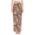 Flower And Tiger Pattern Print High Slit Maxi Skirt