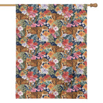 Flower And Tiger Pattern Print House Flag
