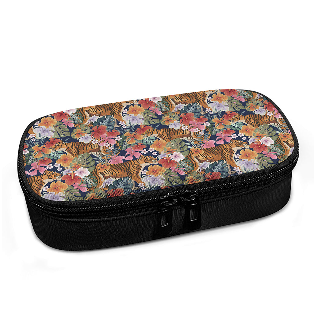 Flower And Tiger Pattern Print Insulin Cooler Travel Case