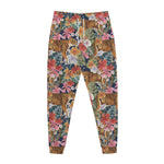 Flower And Tiger Pattern Print Jogger Pants