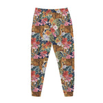 Flower And Tiger Pattern Print Jogger Pants