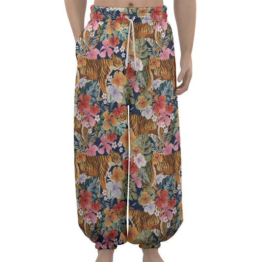 Flower And Tiger Pattern Print Lantern Pants