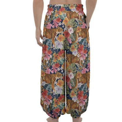Flower And Tiger Pattern Print Lantern Pants