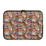 Flower And Tiger Pattern Print Laptop Sleeve