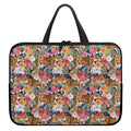 Flower And Tiger Pattern Print Laptop Sleeve With Handle