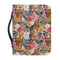 Flower And Tiger Pattern Print Leather Bible Cover