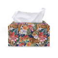 Flower And Tiger Pattern Print Leather Tissue Box Cover