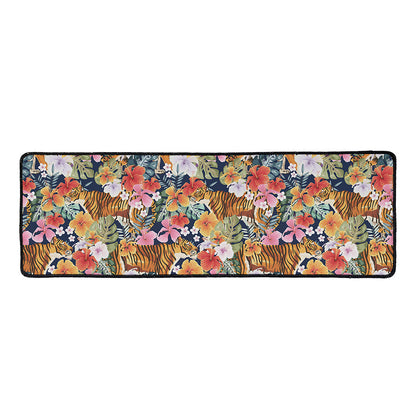 Flower And Tiger Pattern Print Long Kitchen Mat