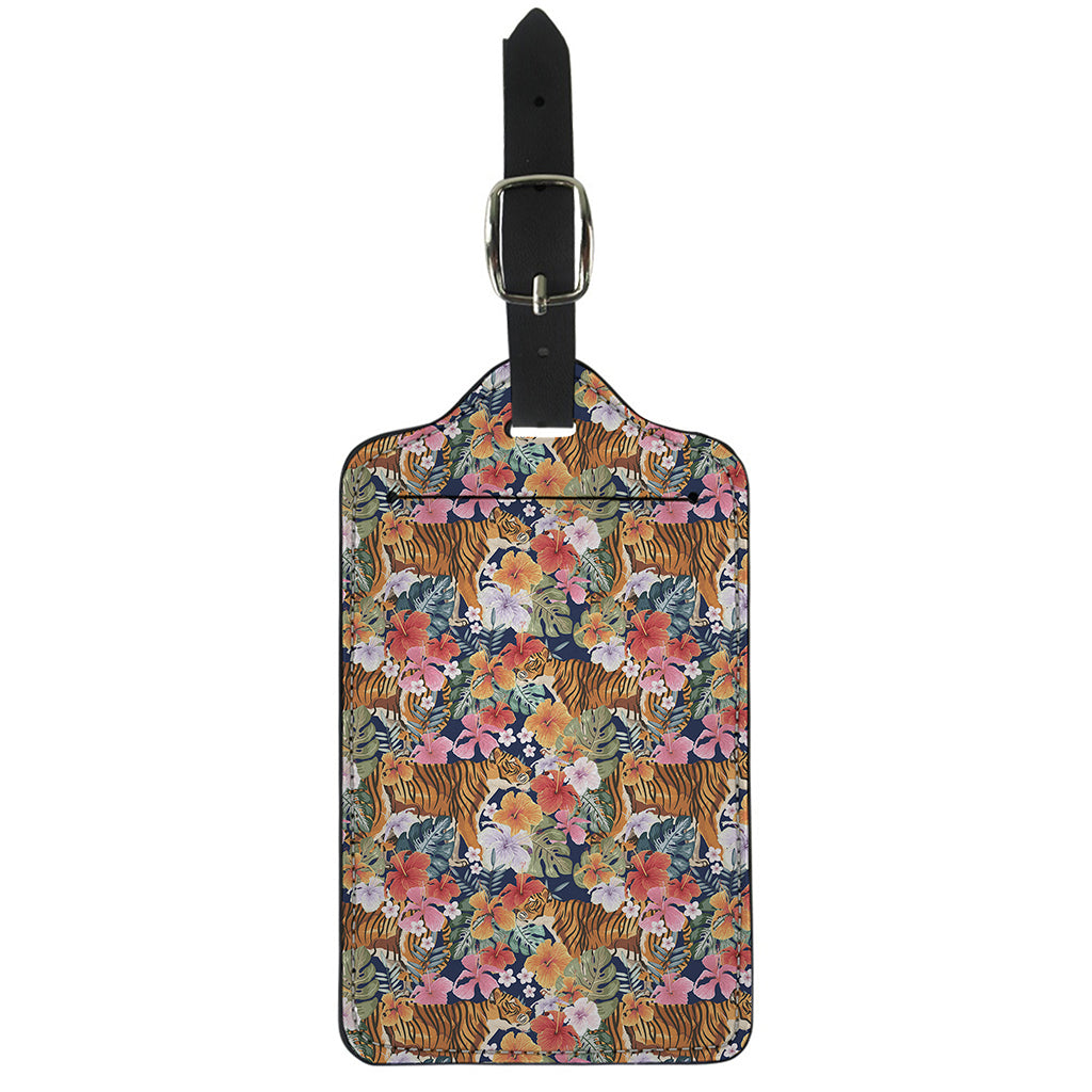 Flower And Tiger Pattern Print Luggage Tag