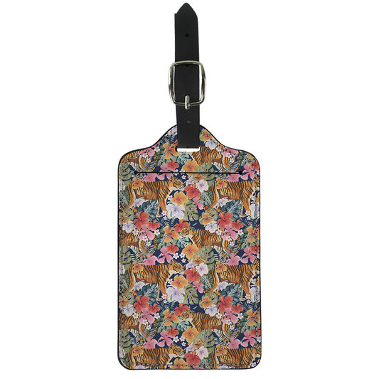 Flower And Tiger Pattern Print Luggage Tag