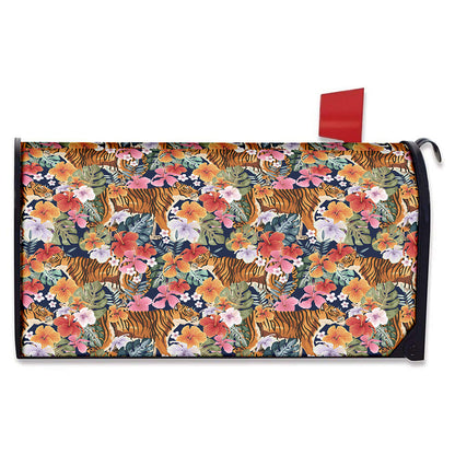 Flower And Tiger Pattern Print Mailbox Cover