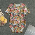 Flower And Tiger Pattern Print Men's Bodysuit