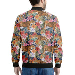 Flower And Tiger Pattern Print Men's Bomber Jacket