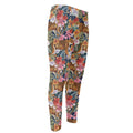 Flower And Tiger Pattern Print Men's Compression Pants