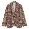 Flower And Tiger Pattern Print Men's Cotton Blazer