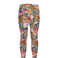 Flower And Tiger Pattern Print Men's Leggings