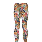 Flower And Tiger Pattern Print Men's leggings