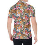 Flower And Tiger Pattern Print Men's Shirt