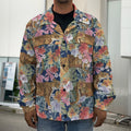 Flower And Tiger Pattern Print Men's Shirt Jacket