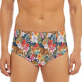 Flower And Tiger Pattern Print Men's Triangle Swim Briefs