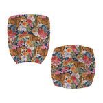 Flower And Tiger Pattern Print Office Chair Cover