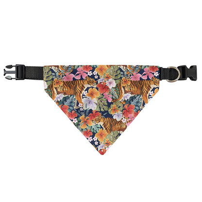 Flower And Tiger Pattern Print Over The Collar Dog Bandana
