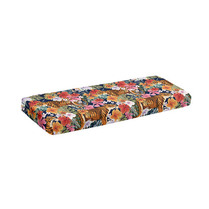 Flower And Tiger Pattern Print Piano Keyboard Cover