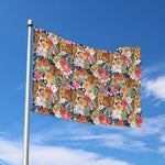 Flower And Tiger Pattern Print Polyester Flag