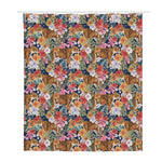 Flower And Tiger Pattern Print Polyester Shower Curtain