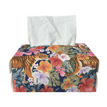Flower And Tiger Pattern Print Rectangle Tissue Box Cover