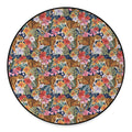 Flower And Tiger Pattern Print Round Floor Mat