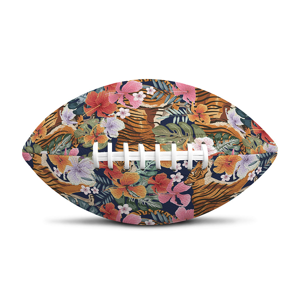 Flower And Tiger Pattern Print Rugby Ball