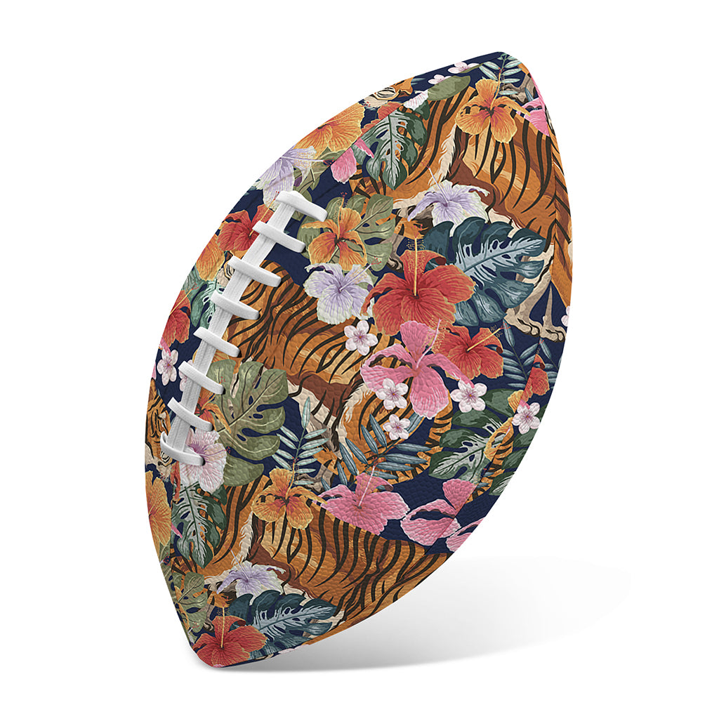 Flower And Tiger Pattern Print Rugby Ball
