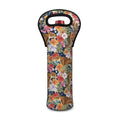 Flower And Tiger Pattern Print Single Neoprene Wine Tote