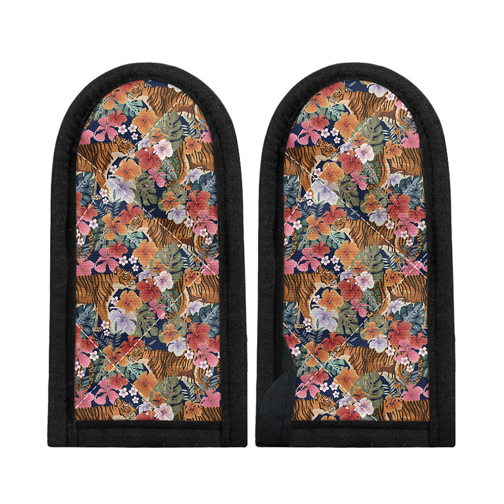 Flower And Tiger Pattern Print Skillet Handle Cover